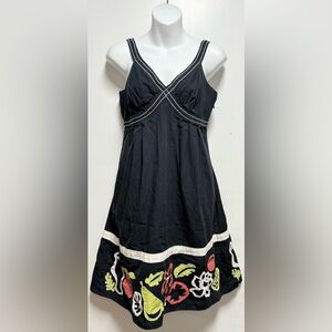 Maeve Black A-Line Empire Waist Dress with Fruit Applique Size 6